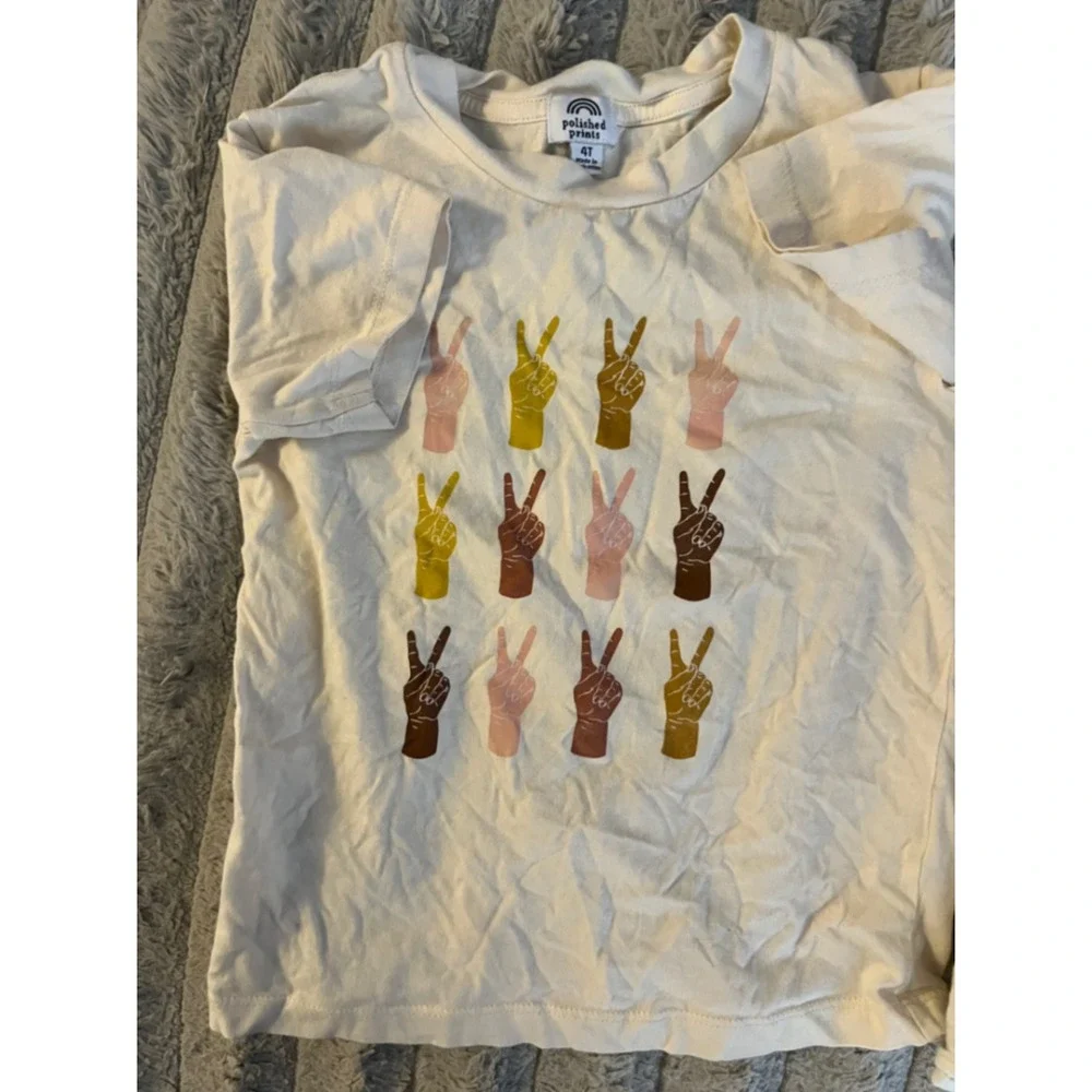 Bundle Zara Kids Crochet Floral Top & Polished Prints Peace Sign Tee 4T 4-5Y